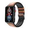Smart Watch Ring ECG Temperature Heart Rate Blood Pressure Health Bluetooth Talking Watch, Color: Brown Leather