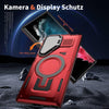 For Samsung Galaxy S22 Ultra 5G Shield Frame Holder MagSafe Phone Case(Red)