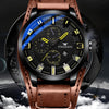 FNGEEN P1010 Men Fashion Large Dial Leather Belt Watch Student Casual Quartz Watch(Dark Brown Leather Coffee Surface)