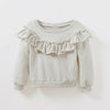 Spring and Autumn Girls Cotton Long-sleeved Ruffled Sweatshirt, Height:92cm(Grey)