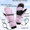 Winter Padded Ski Gloves Outdoor Windproof Warm Sports Gloves, Size: XS(Light Purple)
