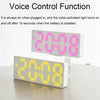 8017 LED Screen Voice Control Digital Alarm Clock Desktop Multifunctional Temperature Clock(Yellow)