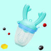 Baby Pacifier Fruit Vegetable Auxiliary Feeder Cute Deer Fruit Bite Pouch Teething Stick, Color: Blue