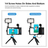 PULUZ 4 in 1 Bluetooth Handheld Vlogging Live Broadcast LED Selfie Light Smartphone Video Rig Kits with Microphone + Tripod Mount + Cold Shoe Tripod Head for iPhone, Galaxy, Huawei, Xiaomi, HTC, LG, Google, and Other Smartphones(Blue)