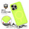 For iPhone 14 Pro Max Shockproof MagSafe Armor PC Hybrid TPU Phone Case(Fluorescent Green+Gray)