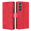 For Samsung Galaxy S25 5G Skin Feel Crocodile Magnetic Clasp Leather Phone Case(Red)
