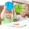 3 Compartments Baby Silicone Suction Cup Plate Childrens Complementary Feeding Bowl(Green)