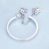 BSR349 Sterling Silver S925 Butterfly Chain Open Zircon Plated Gold Ring