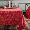 Linen Cotton Christmas Party Tablecloth Rectangle Bronzing Dinning Table Cover, Size:100x140cm(Red)