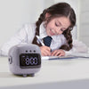 Cartoon Robot Cat Rechargeable Alarm Clock Snooze Silent Backlit Electronic Clock(Grey)