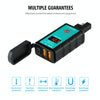 WUPP ZH-1422A3 DC12-24V Motorcycle Square Dual USB Fast Charging Charger with Switch + Voltmeter + Integrated SAE Socket + 1.4m OT Terminal Cable