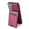 For Samsung Galaxy S22 5G Skin Feel Detachable Card Bag Magsafe Phone Case(Wine Red)