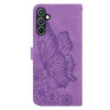 For Samsung Galaxy A16 5G Retro Skin Feel Butterflies Embossing Horizontal Flip Leather Phone Case(Purple)
