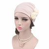 Flower Wrinkled Pull-over Confinement Chemotherapy Cap, Size:One  Size(Navy Blue)