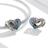 S925 Sterling Silver Rainbow Heart Beads DIY Bracelet Necklace Accessories