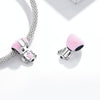 S925 Sterling Silver Pink Robot Beads DIY Bracelet Necklace Accessories