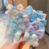 10pcs /Set  Big Bow Flower Elastic Hairbands Children Girls Sweet Hair Ties, Style: Blue Series
