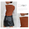 Plaid Sleeveless Ladies V Neck Knit Crop Top Sweater Vest, Size:L(Coffee)