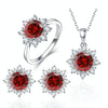 3 PCS/Set Snow Shape Gemstone Jewelry Set For Women, Ring Size:7(Red)