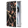 For Samsung Galaxy S25 Ultra 5G Splicing Marble Flower IMD TPU Phone Case(Black Flower)