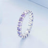BSR340 Sterling Silver S925 Geometric Purple Zirconia White Gold Plated Ring(No.8)