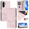 For Samsung Galaxy A56 5G Smile Embossing RFID Leather Phone Case(Pink)