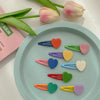10pcs Colorful Love Children Hair Clip Hair Accessories(Emerald Heart)