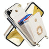 For Samsung Galaxy S22 5G Ring Holder RFID Card Slot Phone Case with Long Lanyard(Beige)
