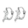 Sterling Silver S925 Diamond Stretch Cat Stretch Earrings, Size: Small Platinum Plated