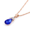 Fashion Diamond Ladies Crystal Zircon Drop Necklace Earring Set(Blue)
