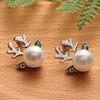 2 Pairs Micro-set Pearl Antler Earrings Deer Head  Earrings Elk Ear Studs(Gold)