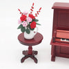 3 PCS 1:12 Mini Dollhouse Furniture Garden Balcony Decoration Flower Cluster with White Porcelain Flowerpot(Red+Pink)