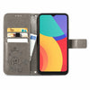 For Alcatel 1S 2021 Four-leaf Clasp Embossed Buckle Mobile Phone Protection Leather Case with Lanyard & Card Slot & Wallet & Bracket Function(Grey)