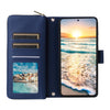 For Samsung Galaxy S23 5G Nine-card Slots Zipper Wallet Bag Leather Phone Case(Blue)