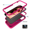 For iPhone 15 Pro Wave Pattern 3 in 1 Silicone + PC Phone Case(Hot Pink)