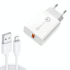APD-2003 18W QC3.0 Single Port USB Charger with 1m USB to 8 Pin Data Cable(EU Plug)