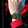 OLEVS 2886 Men Sports Chronograph Waterproof Luminous Quartz Watch(Black Gold Steel Strip)