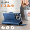 For iPhone 14 Pro AutSpace A11 Side Buckle MagSafe Magnetic RFID Phone Leather Case(Blue)