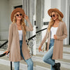 Autumn And Winter Women Button Long Sleeve Loose Cardigan Jacket, Size: S(Khaki)