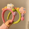 Cartoon Bear Hair Bands Plush Headdress Versatile Hairball Hair Accessories(Pink)