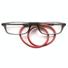 Portable Magnetic Hanging Neck Retractable Reading Glasses +100(Gray Frame Red Legs)