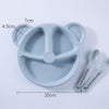 3 PCS/Set Baby Bowl+Spoon+Fork Feeding Food Tableware Cartoon Bear Kids Dishes Eating Dinnerware(Beige Set)