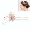 Fashion Flower Hair Combs Headdress Prom Bridal Wedding Hair Accessories Gold Leaves Hair Jewelry Hair Pins(Pink 1 flower)