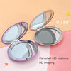 Makeup Small Mirror Folding Portable Clamshell Circular Mirror(Black)