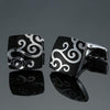 Men Clover Rose Pattern Cufflinks, Color: Black Cloud Pattern