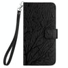 For iPhone X / XS Tree Birds Embossed Pattern Leather Phone Case(Black)
