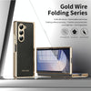 For Samsung Galaxy Z Fold6 Integrated Gold Wire Silver Brocade Plating Phone Case(Black)