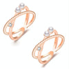 2 PCS J358 Ladies Fashion Pearl Index Finger Open Ring(Rose Gold)