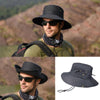 Outdoor Sun Hat Hiking Big Brim Breathable Sunscreen Fisherman Hat(Black)