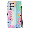 For Samsung Galaxy S21 Ultra 5G Crystal Texture Colored Drawing Leather Phone Case(Sunflowers)